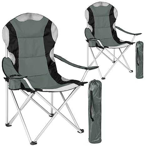 TecTake Anglersessel Campingstuhl gepolstert und wasserabweisend mit Getränkehalter mit Tragetasche | -Diverse Farben und Men
