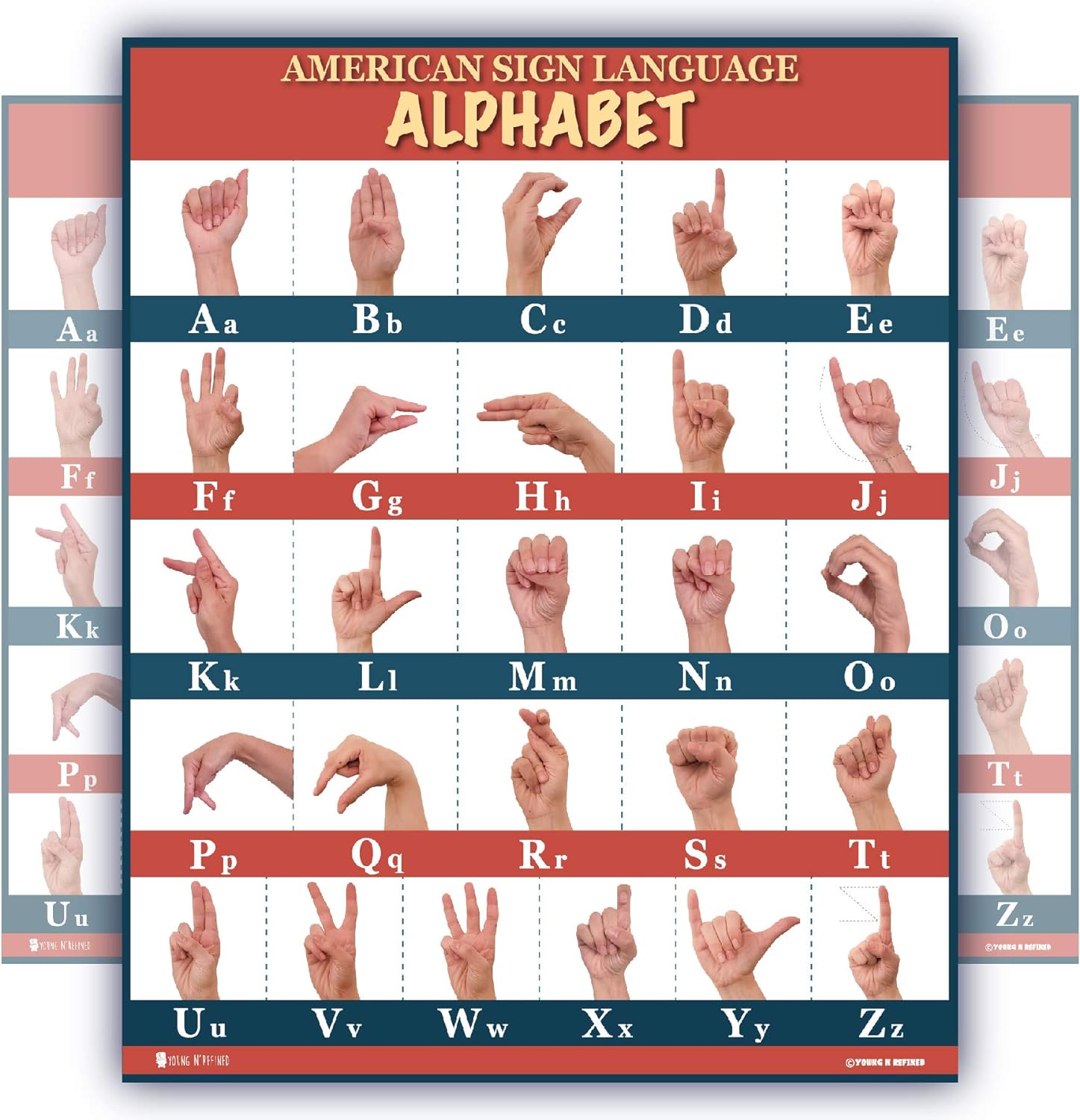 pics American Sign Language Alphabet Poster sign language abc poster 18x24 large laminated with updated fixed images young n refined