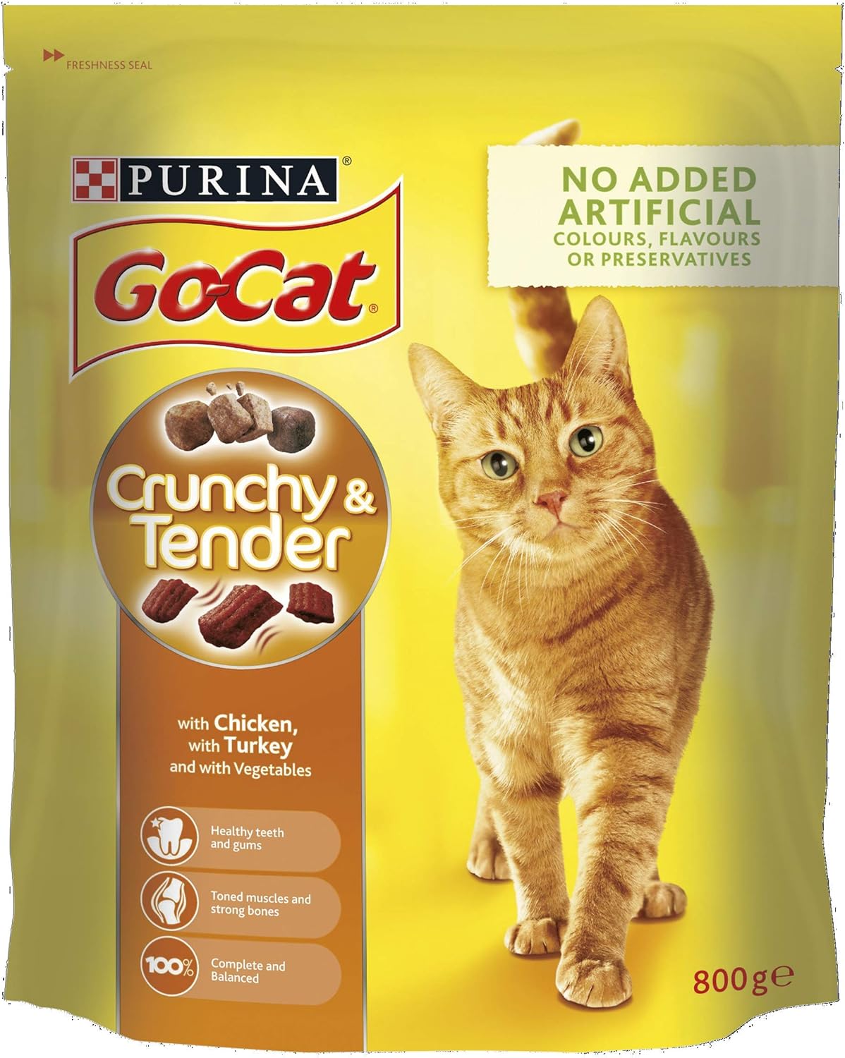 GoCat Crunchy and Tender Dry Cat Food Chicken 800g Case of 4 (3.2kg