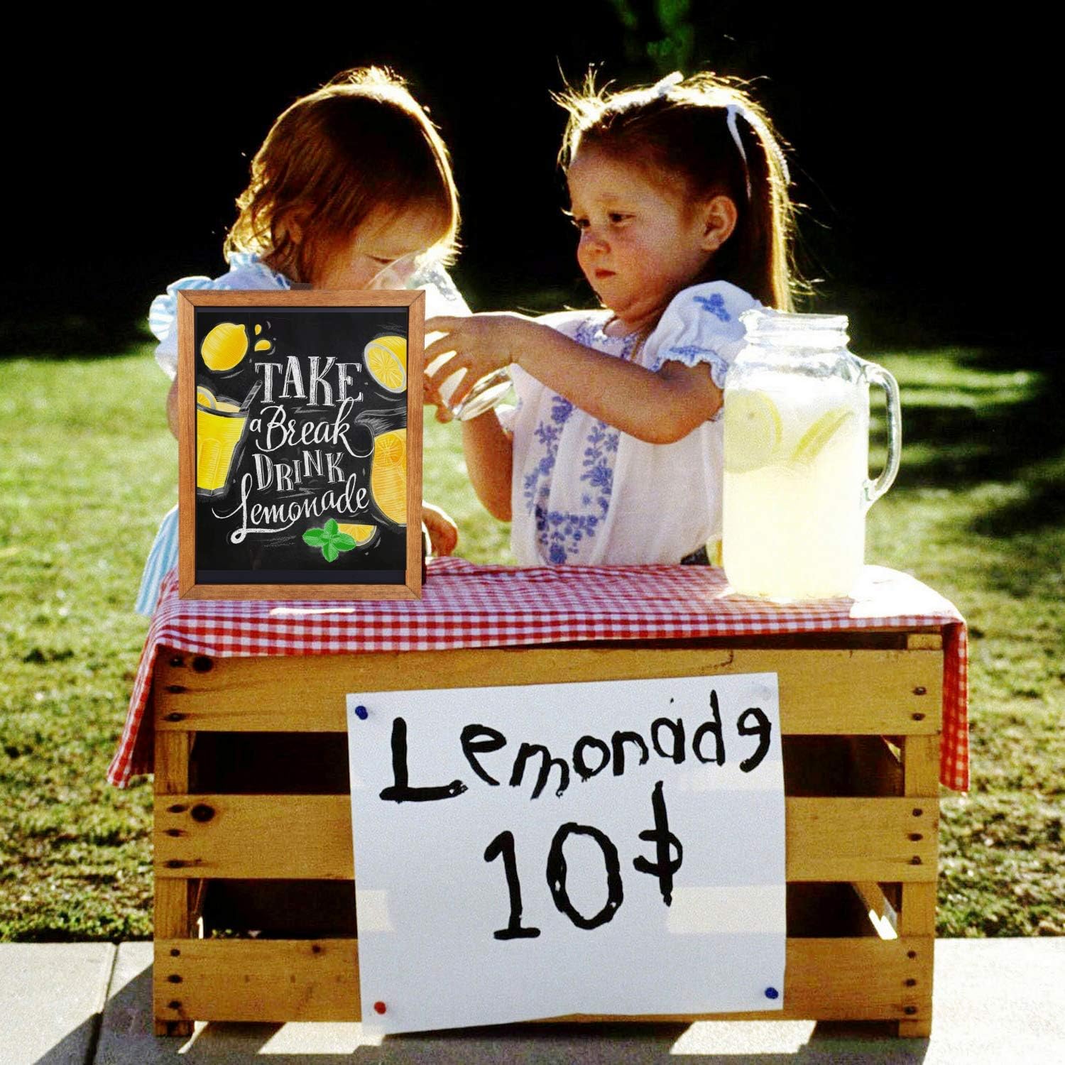 BESSO Chalkboard Signs – Stylish ProGrade Standing Deep Black Chalk Board 11 x 14 – Magnetic Rustic Slate Chalkboards Menu Board for Kitchen, Sign Board, or Sidewalk Sign. for Kids & Adults : Office Products