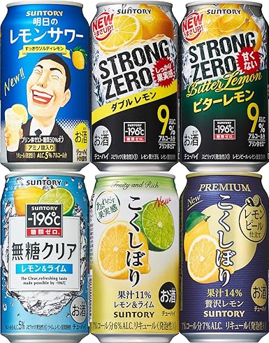 Amazon Co Jp サントリーレモンサワー 6種飲み比べ オリジナルアソートセット チューハイ 350mlx12本 食品 飲料 お酒
