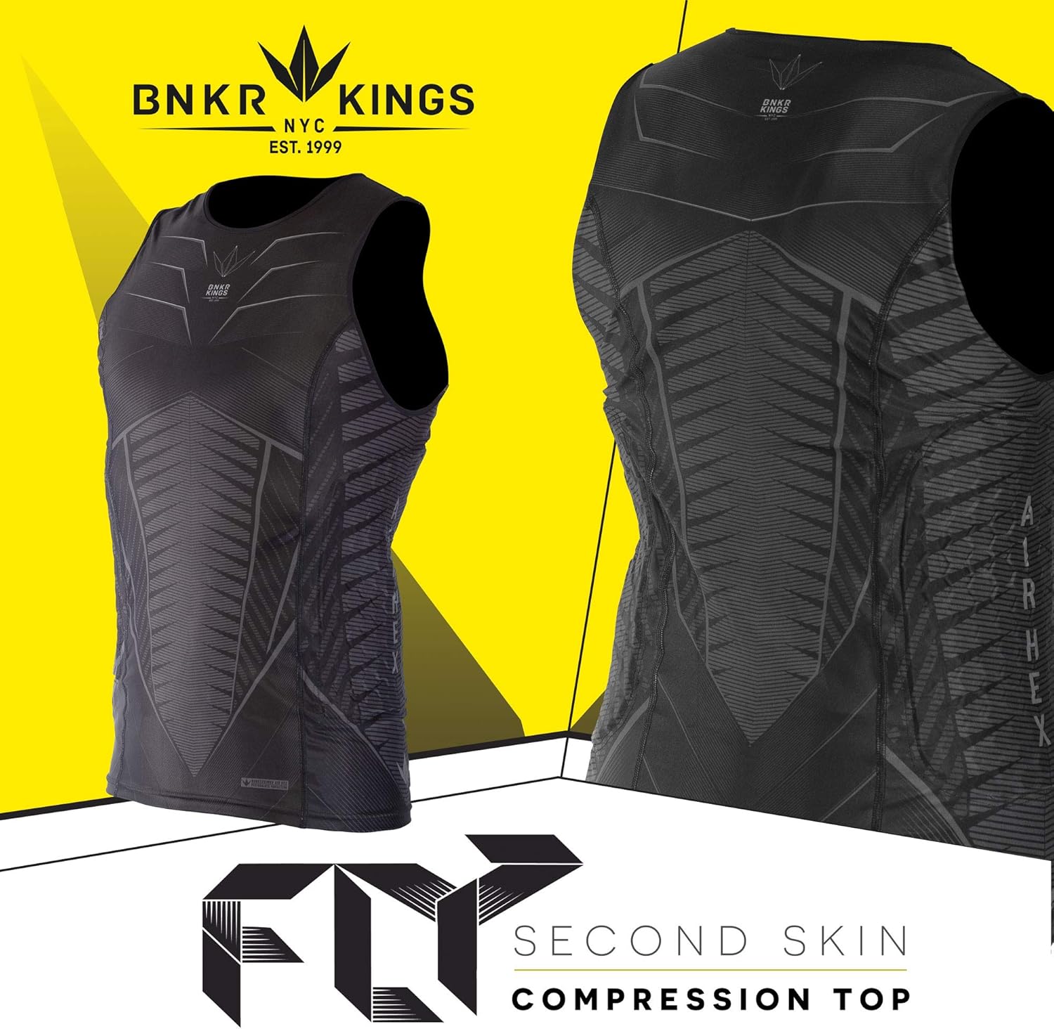 Bunkerkings Fly Compression Lightweight Sleeveless Top/Chest Protector - Black : Clothing