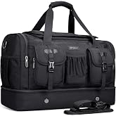 WITZMAN Duffle Bag for Men 55L Nylon Travel Weekender with Shoe Compartment | Multi-pockets with Dry-wet Pocket, Convertible, Large, Carry On, One Duffel Bag for Gym, Overnight, Sports, B723 Black