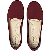 Veittes Women's Wide Width Flats Shoes, Dressy Comfortable Soft Ladies Elegant Slip on Knitted Ballet Shoes.(2205003-4,Burgundy/FK,6.5W)