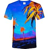 aofmoka Neon Glow Blacklight UV Reactive Party Rave Handmade Art Tee Sport Top Workout Shirt Women Unisex Men Design T-Shirt