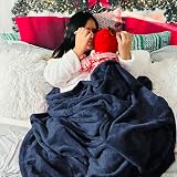 Bedsure Fleece Throw Blanket 150x200 Navy Soft Microfibre Polyester view 6