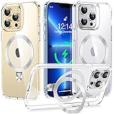 TLIKEMISS [CD Ring Compatible with MagSafe Invisible Stand] Magnetic for iPhone 13 Pro Max Case, [Clear Bumper Non-Yellowing][Look as Bare iPhone] Slim Clear Case with Holder for Women Men Girls