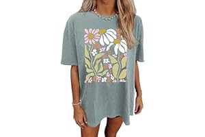 YIUIERE Womens Oversized Tshirt Flower Graphic Tees Nashville Music Short Sleeve Shirts Summer Casual Loose Beach Tops