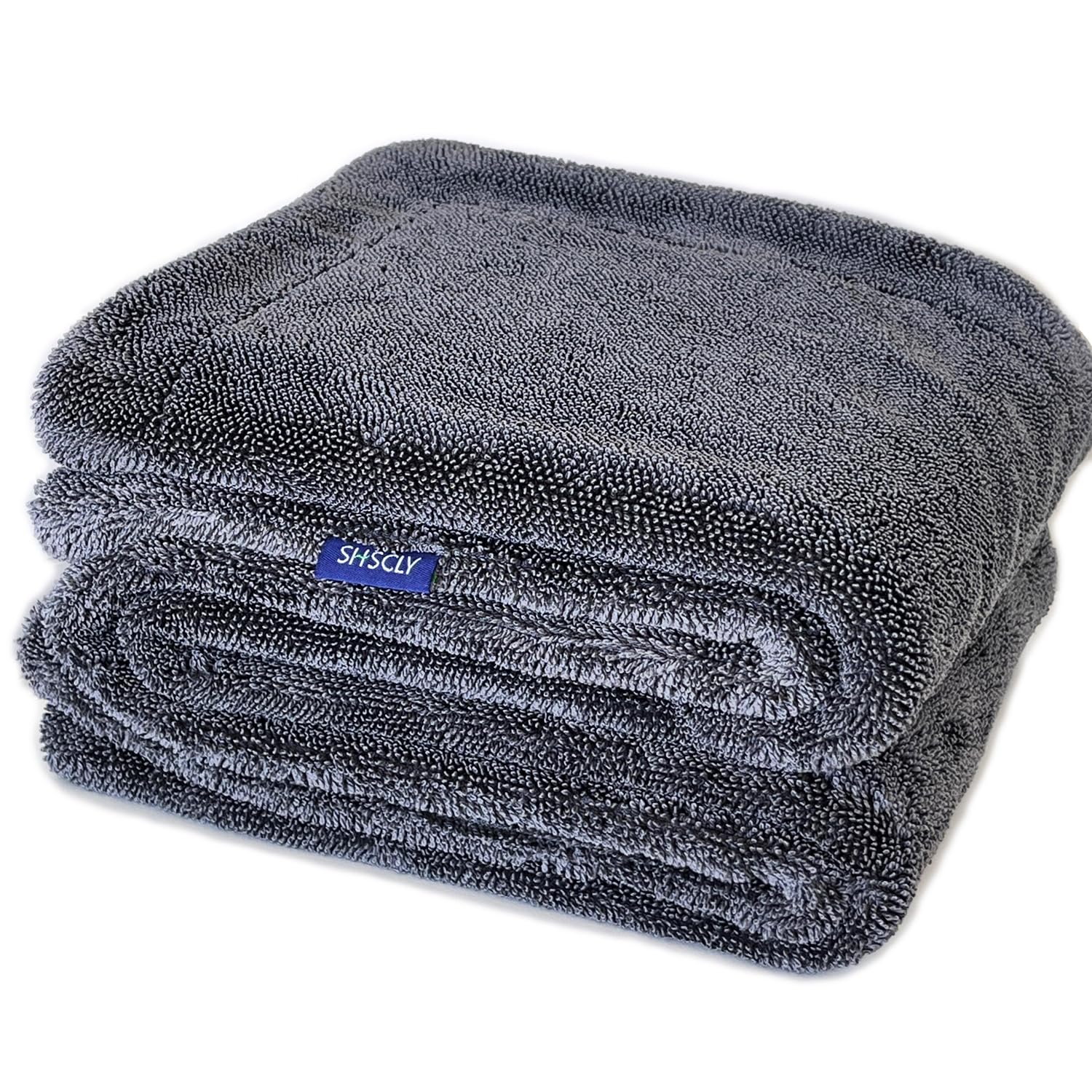 SHSCLY マイクロファイバー洗車タオル 超吸水ドライヤークロス 両面使える 大判厚手 グレー 90x60cm 1枚入商品画像