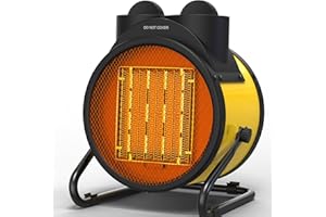 SISUPASSIE Outdoor Heaters for Patio, 1500W Portable Garage Heater with Overheat Protection & 3S Fast Heating, Non-Slip Cushion, Electric Space Heater for Patio, Garage, Greenhouse, Bedroom, Yellow