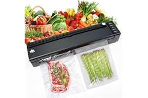 ETUNSIA Vacuum Sealer Machine, Cordless Rechargeable Vacuum Sealer for Dry/Moist Food Storage - With External Vacuum Suction Hose for Canisters/Mason Jars and 10 Vacuum Seal Bags (Dark Black)