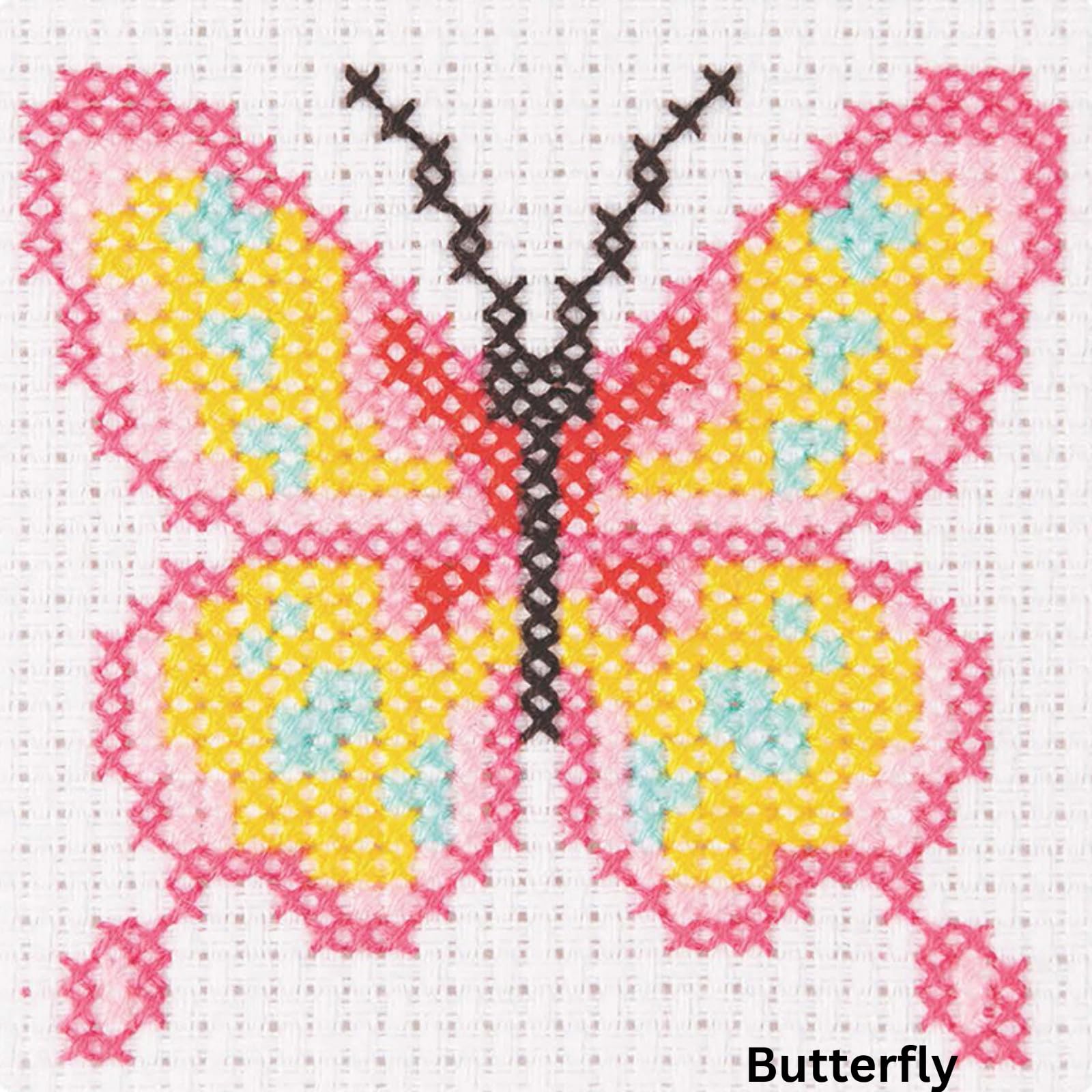 Anchor 3690000@22 Cross Stitch 1st Kit: Butterfly, Multi-Colour, 10 x 10cm