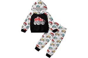 uideazone 2-6T Toddler Boys Hoodie Pant Sets Sweatsuit Color Block Hooded Sweatshirt Jogger Set 2 Piece Outfits for Kids