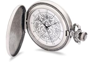 CHARLES-HUBERT PARIS Charles-Hubert, Paris 3924 Classic Collection Antique Silver Plated Brass Quartz Pocket Watch