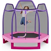 Giantex 7 Ft Trampoline for Kids, Heavy Duty Steel Frame Small Mini Toddler Trampoline, Great Gifts for Boys Girls, Outdoor Indoor Kids Trampoline with Net, for Age 3-8