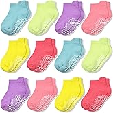 ELUTONG Non Slip Toddler Socks 12 Pairs Ankle Socks with Grips for 0-7 Years Toddlers Baby Infant Kids Girls Boys