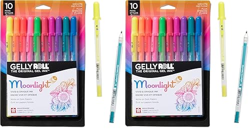SAKURA Gelly Roll Moonlight 10 Gel Pens - Bold Point Ink Pen for Journaling, Art, or Drawing - Assorted Bright Ink - Bold Line - 20 Pack
