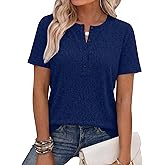 ANRABESS Womens Tops Short Sleeve Henley Shirts Dressy Casual Blouse Summer Cute Tshirt 2026 Spring Lightweight Tunic Sweater