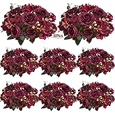ASTRYAS 8Pcs Artificial Peonies Silk Flowers Fake Peony Bouquet Faux Peonies Flowers Bulk for Decoration Vase Florals Arrangements Wedding Home Party Table - Burgundy Red