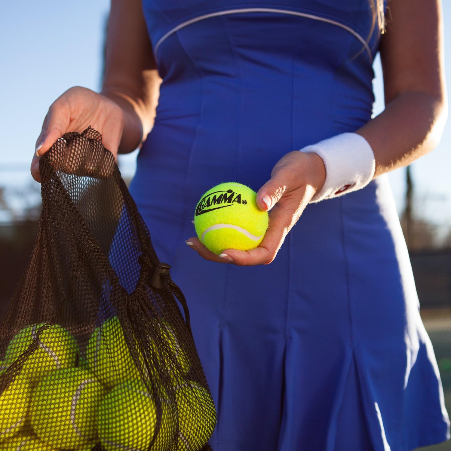 Gamma Bag of Pressureless Tennis Balls - Sturdy & Reuseable Mesh Bag with Drawstring for Easy Transport - Bag-O-Balls (18-Pack of Balls, Yellow) : Tennis Balls : Sports & Outdoors