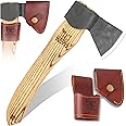 Hand Forged Hatchet Axe with Sheath AX1 - Bushcraft Hatchet Camping Small Forest Axe Survival Hatchet Carving Axe for Chopping Wood - Camp Splitting Axe Gardening Axes Wood Cutting Axe (Carving Axe)