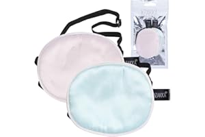 eZAKKA Silk Eye Patch for Adults Kids, 2PCS Eyepatch for Left Right Eye Lazy Eye After Surgery (M, Pink+Green)