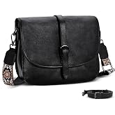 HESHE Leather Crossbody Bags for Women Shoulder Hobo Purse Satchel Handbags | Genuine Leather,2 Adjustable Straps Retro Flap Saddle Shoulder Bags Multi Pockets Medium Purses for Work,Travel and Daily Use