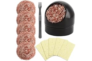 KULANNDER 15Pcs Soldering Tip Cleaner, Brass Tip Cleaner Kit, Soldering Iron Holder+6PCS Brass Soldering Tip Cleaning Ball+2Pcs Tin Scraper+6Pcs Soldering Tip Cleaning Sponge for Cleaning Solder Irons and Tips