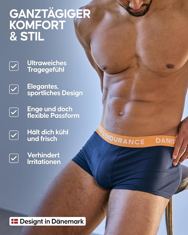 Baumwolle Boxershorts Herren, Mit kurzem Bein, 6er Pack, Mehrfarbig (2xMarineblau, 2xMarineblau/Orange, 2xMarineblau/Bordeaux), XL