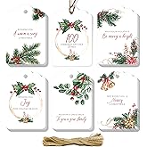 100 PCS Christmas Gift Tags, Gift Wrap Tags with 33 Feet Rope, Xmas Holiday Name Tag Labels for DIY Arts Crafts Packaging, Xmas Presents, Winter Party Decoration