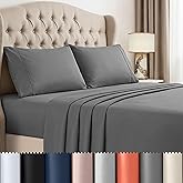 Beddora Queen Sheets Set – 4 Piece Soft & Cooling Queen Bed Sheets Set – Deep Pockets, Wrinkle-Resistant, Breathable Microfiber– Includes Fitted, Flat Sheet & Pillowcase Sets (Gray)