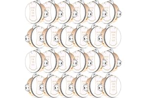 Lukmaa 24 Set Tambourine for Adults Operation Christmas Bulk Items Wooden Hand Held Drum with Metal Jingles, Gift Tags, White I Love You Printed Ribbon for Church Wedding Party