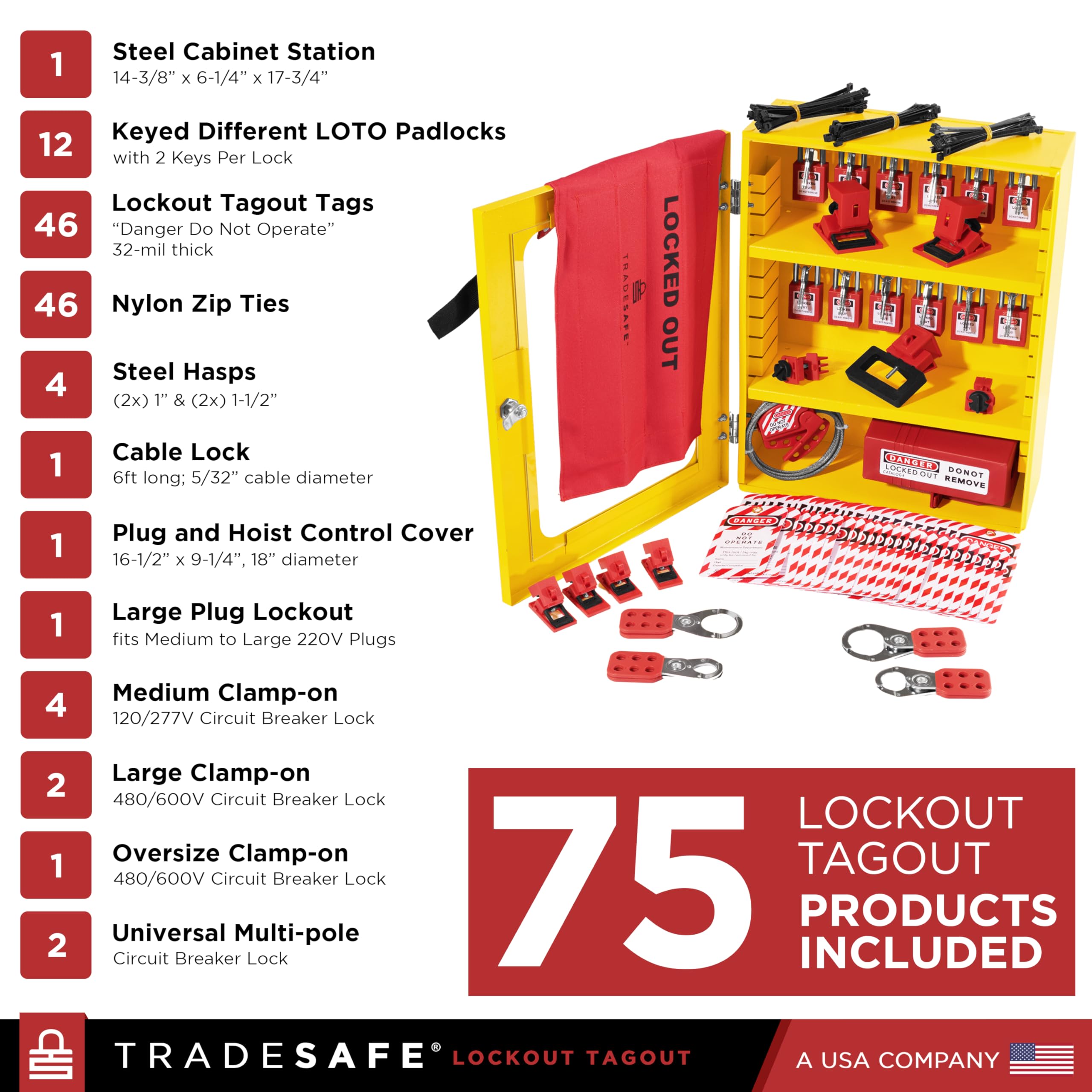 Mua TRADESAFE Lockout Tagout Cabinet - 75 Pieces Loto Devices, Loto ...