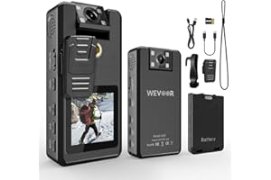 Wevoor 1296P FHD Body Camera A53, 20Hours Dual Battery Pack, 64GB Wearable Police Camera with IR Night Vision + 180° Rotatabl