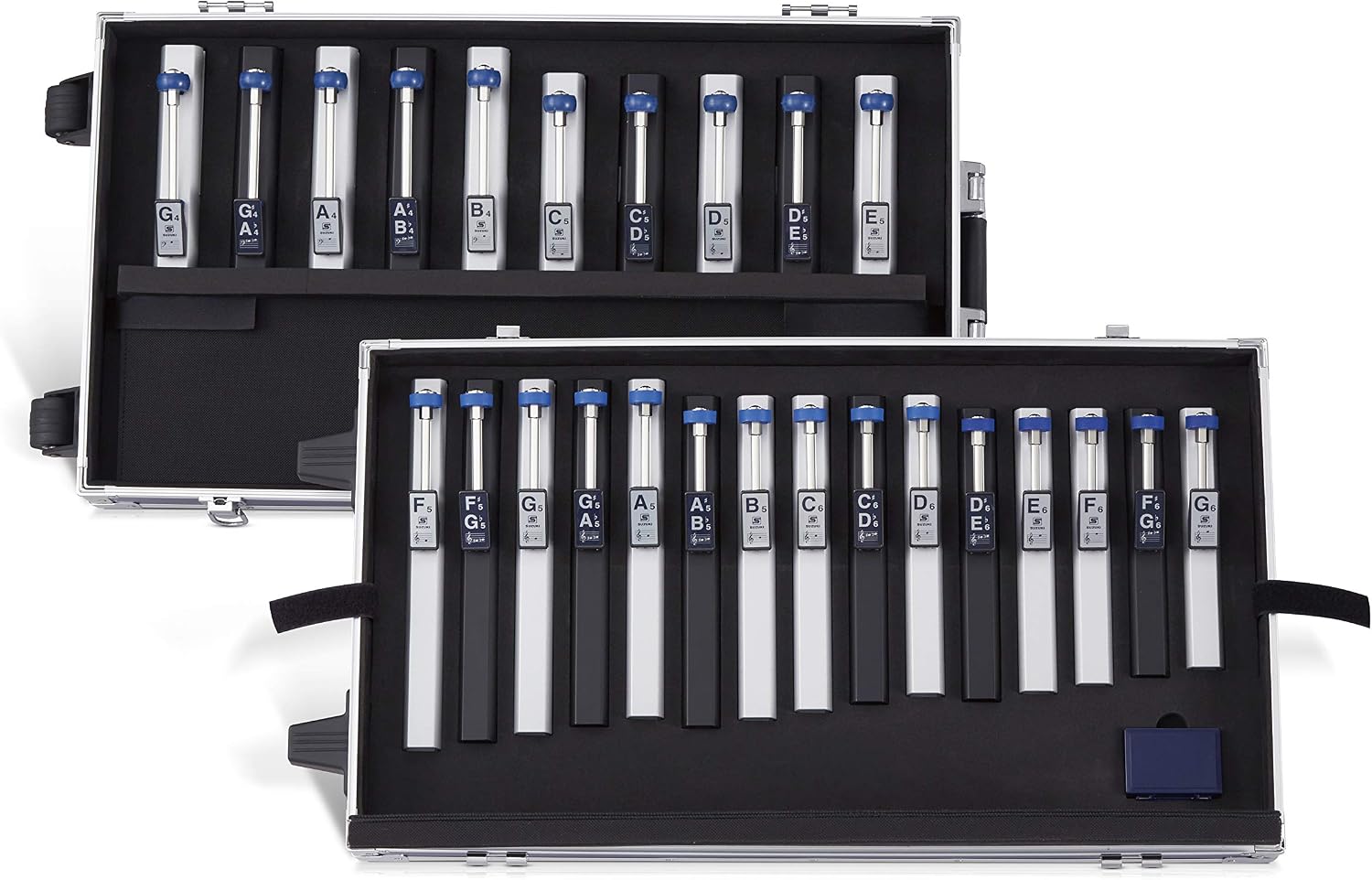 Suzuki Tonechime HB-250(2 octave 25notes basic set) with heavy duty travel case, silver