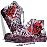 GXZUORUI Women's Fashion Sneakers Men's High-Top Heart & Love Graffiti Design Casual Street Style for Everyday Wear