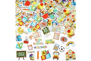 JULBEAR Back to School Foam Sticker, 300Pcs Bulk Cute Colorful Self-Adhesive Campus Themed Foam Stickers for Kids School Party Classroom Decoration DIY Crafts Favor Supplies（25 design）
