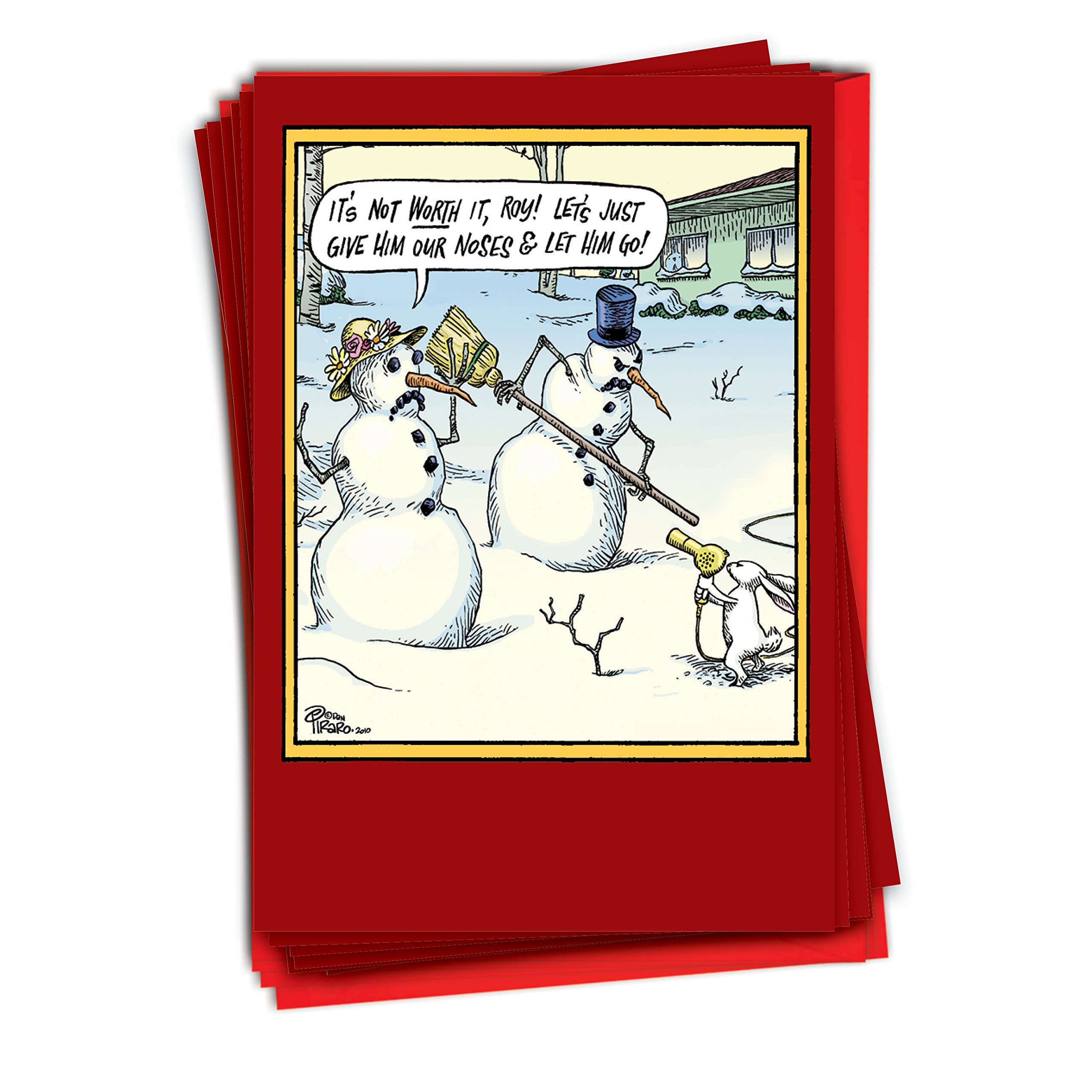 NobleWorks - 12 Funny Blank Christmas Greeting Cards - Boxed Humor Set, Festive Holiday Notecards with Envelopes (1 Design, 12 Cards) - Not Worth It B5853K