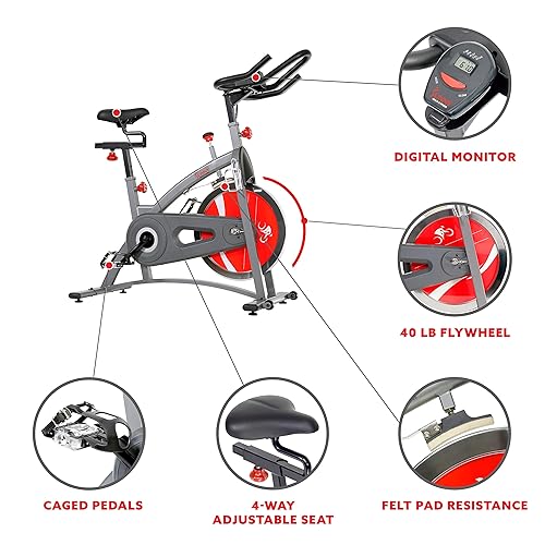 Sunny Health Fitness Indoor Cycling Exercise Bike with LCD