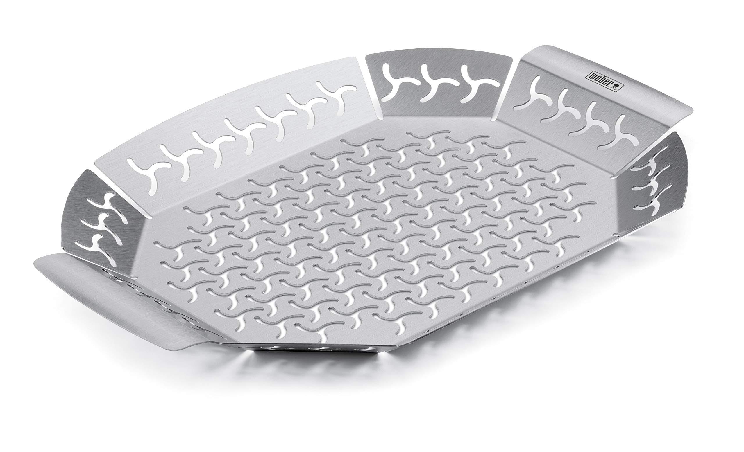 Weber Premium Grill Basket - Large (36 x 26cm), Heat Resistant & Dishwasher Safe BBQ Grill Pan made of Stainless Steel, suitable for all types of grills - Silver (6678)