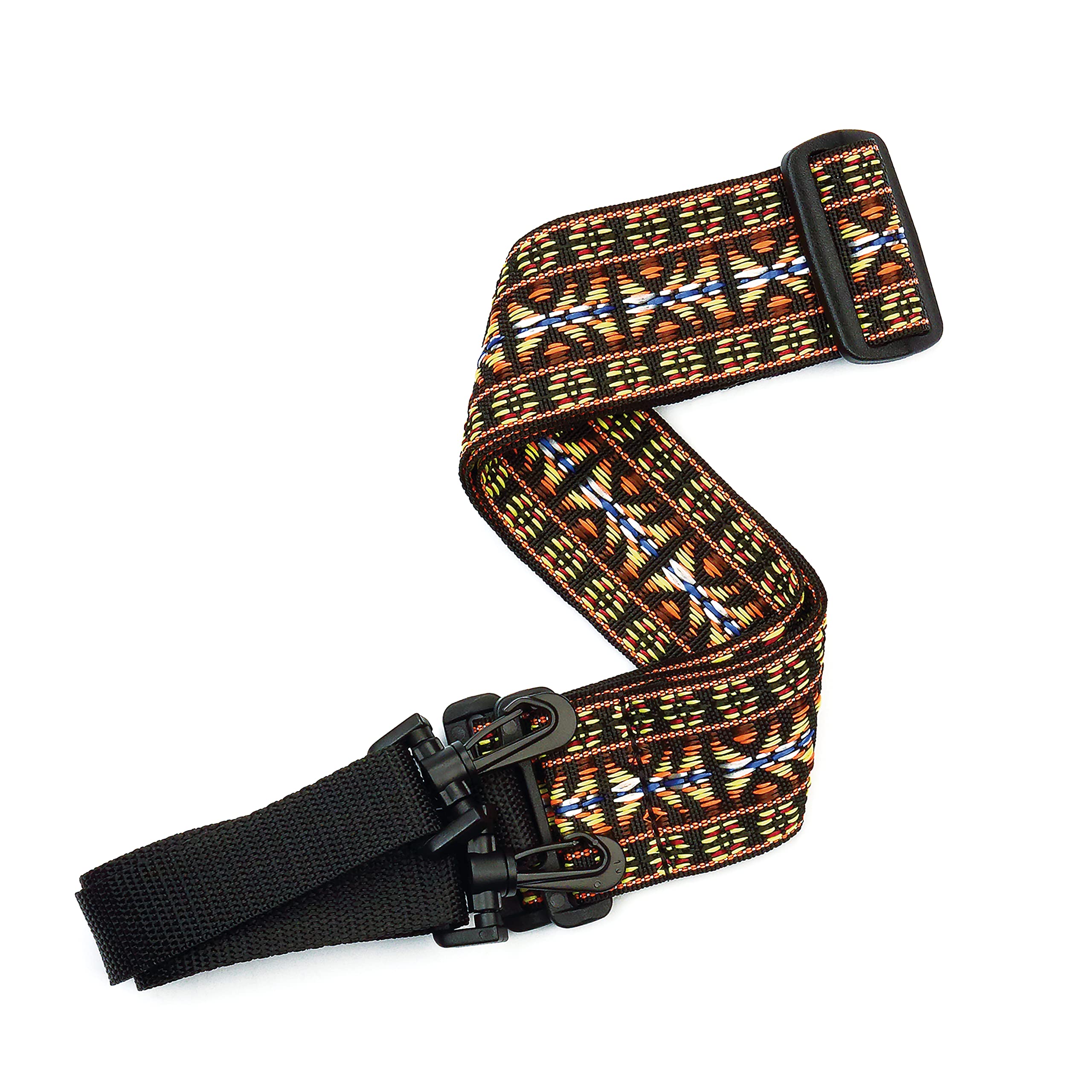 Planet Waves D'Addario Banjo Strap with Clips - Strap for Banjo - Banjo Accessories - Woven, Hootenanny - Yellow and Brown