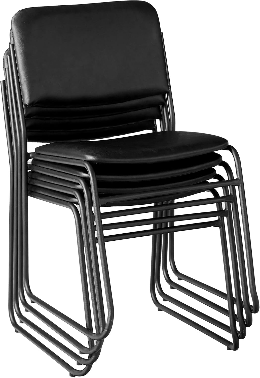Flash Furniture 4 Pk. HERCULES Series 1000 lb. Capacity High Density Black Vinyl Stacking Chair with Sled Base: Furniture & Decor