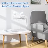PIBEEX 5M 13A 4 Way Power Strip 2 USB Extension Lead with Individual Switches view 7