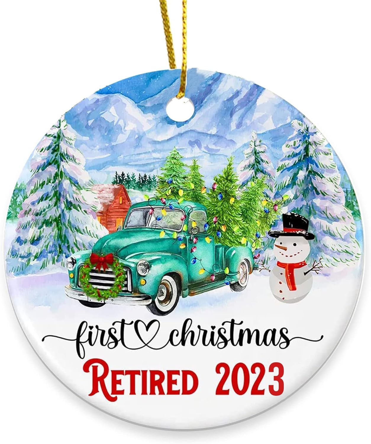 Ornaments - First Christmas Tree Retired Ornament 2023 Retirement Gifts for Women Men Coworker Teacher (Ceramic 3.5