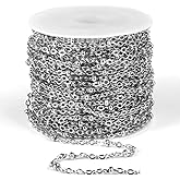 33 Feet Stainless Steel Satellite Chain Bulk, 2mm 304 Stainless Steel Chain Flat Cable Link Beaded Satellite Chains Bulk for Jewelry Making DIY Craft