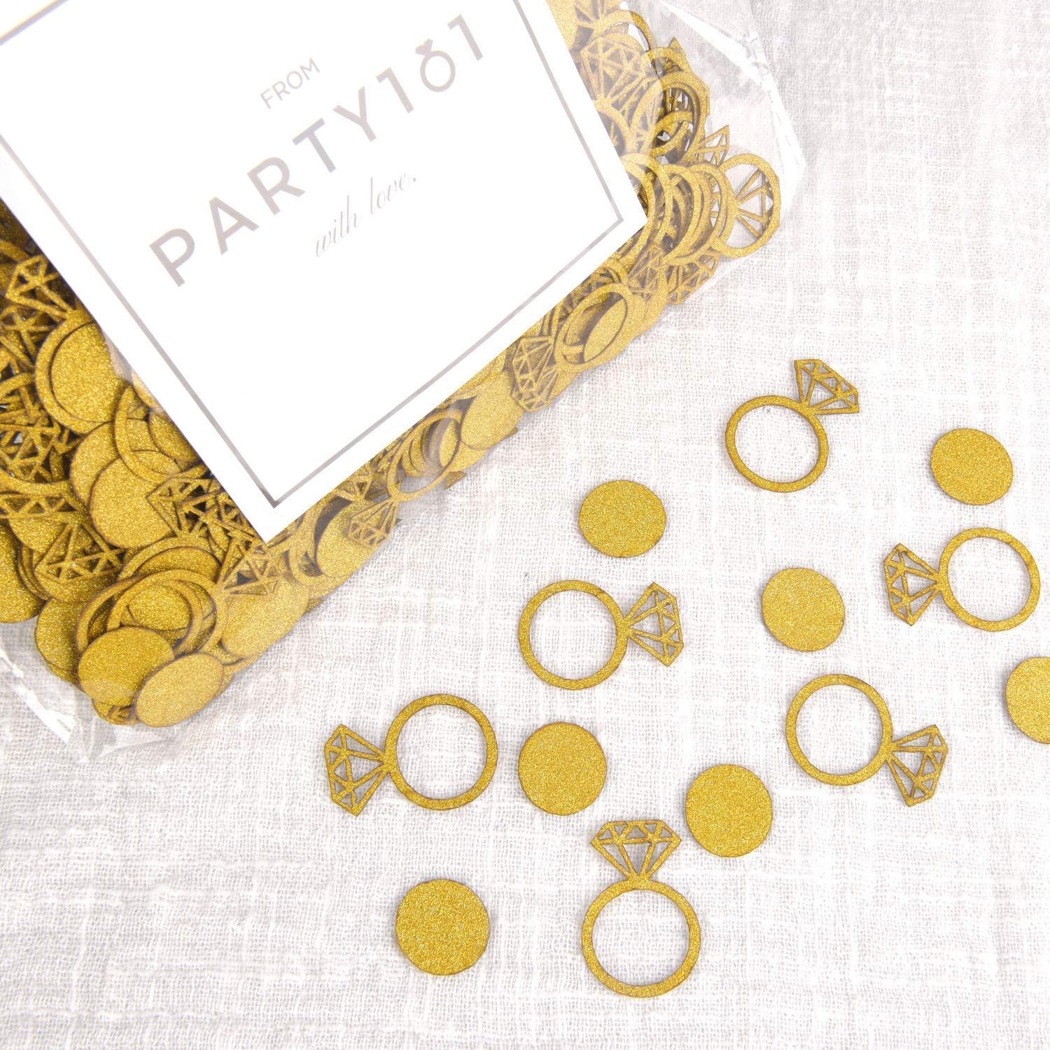Top Rated Engagement Party Decorations - 400Pcs Gold Glitter Diamond Ring Confetti - Wedding Table Decorations, Bridal Shower Decor & Bachelorette Party Favors