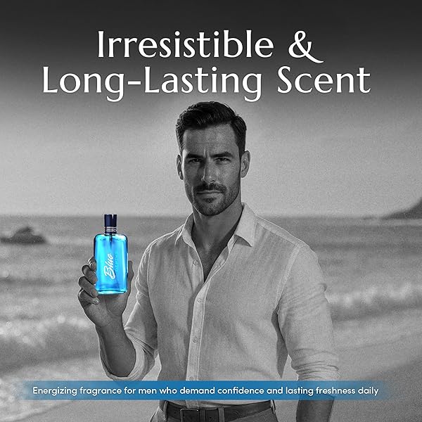 PB PARFUMSBELCAM BLUE DEPTHS EAU DE TOILETTE FRAGRANCE SPRAY – 3.4 FL OZ. FRESH AQUATIC COLOGNE FOR MEN WITH CRISP CITRUS, WARM MUSK & AMBER SCENT, CRAFTED WITH PREMIUM OILS FOR DAY & NIGHT USE