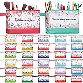 Silkfly 30 Pcs Cotton Canvas Makeup Bags Canvas Cosmetic Zipper 10.2 x 5.5 x 2 Inches Blank DIY Pouch Bag Bulk with Bottom Pencil Case Travel Toiletry Pouch for Women (Flower)