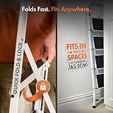 VonHaus 4 Step Folding Step Ladder Steel 150kg Capacity White view 3