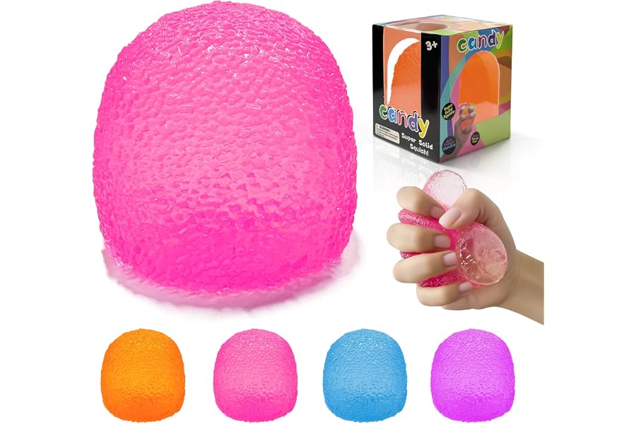 Stress Balls-Gumdrop Squishy Stress for Kids and Adults, Super Solid Squeeze Ball, Sensory for Stress Relief, Birthday, Easter Basket Stuffers and Party Favors(Pink)